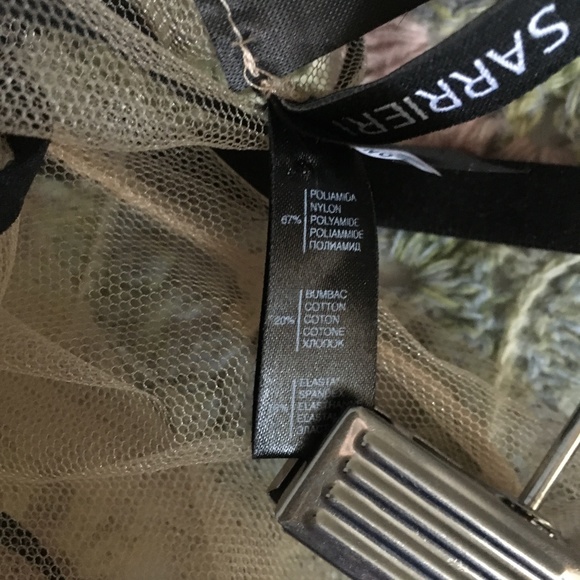 New I.D. SARRIERI Ivory Tulle Mesh Chemise w/ Black Embroidery L - Picture 6 of 7